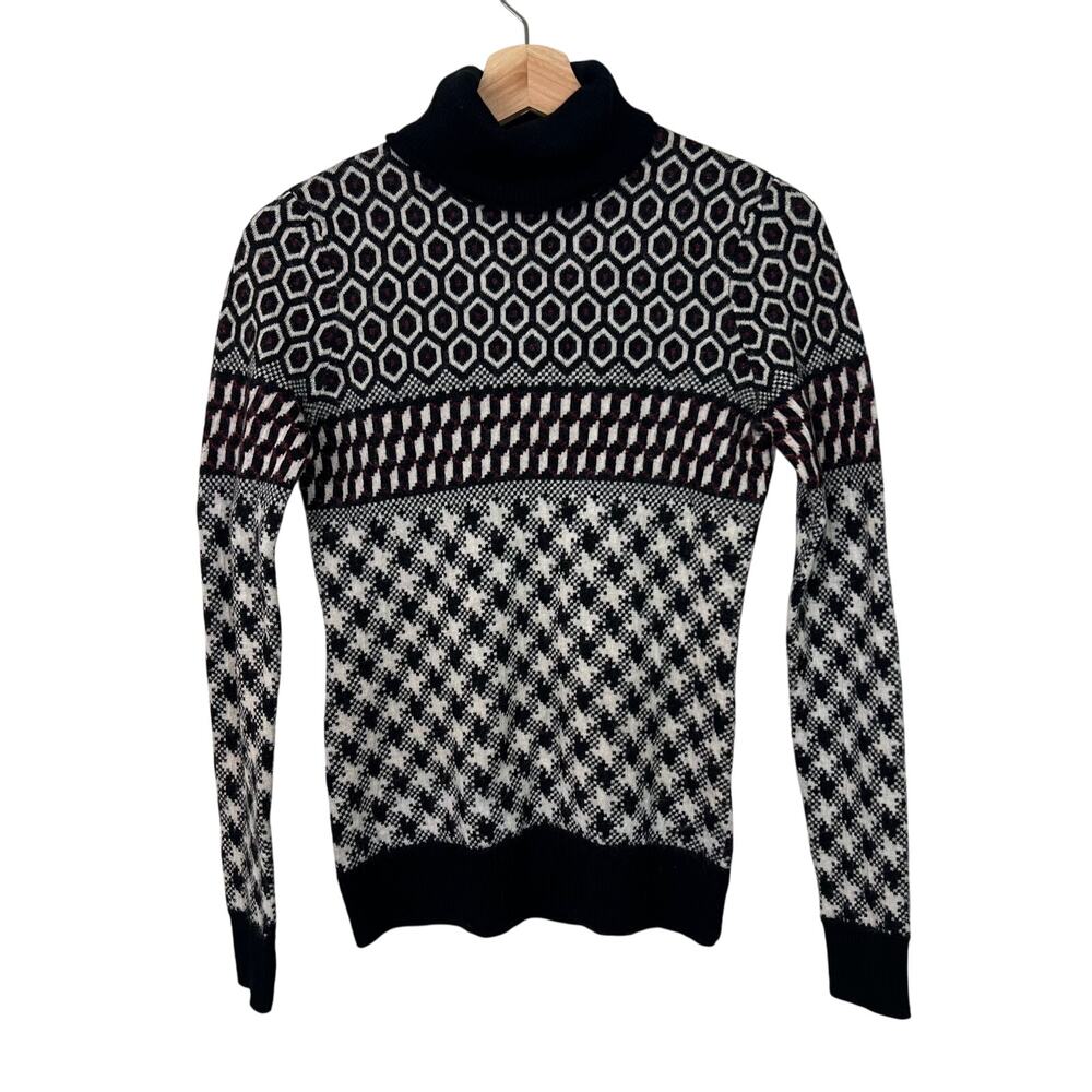 Brooks Brothers Women's Sz Small Fine Merino Wool Fair Isle Houndstooth Sweater